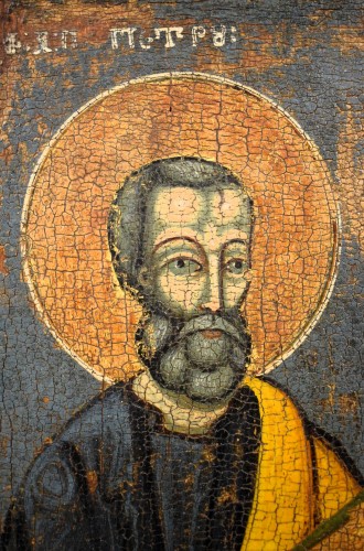XVIe siècle et avant - « Saint Pierre et Saint Nicolas» - Icône Grecque - XVIe siècle